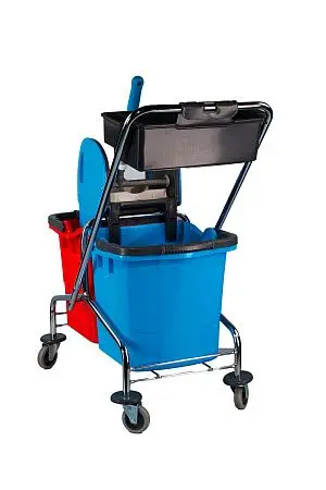 Фото №11 - Вик: Тележка 2х25л металл хром+ отжим + дополнительная корзина