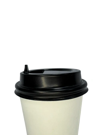 Одноразовая продукция: Крышка к стакану бумажному d=80мм с питейником черная /пач.=50 шт.