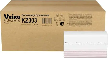 VEIRO: Полотенца бумажные Z 2сл 200л 22,5х21,3см Premium белые