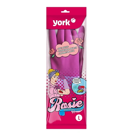 Фото №2 - Перчатки: резиновые латексные YORK "Роза" L с удлиненной манжетой ароматизированные