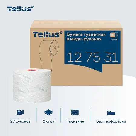 Фото №8 - ТОРК: Tellus Бумага туалетная T6 Комфорт 2сл 100м/9,9 компактный рулон белая