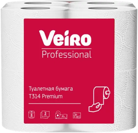 VEIRO: Бумага туалетная 2сл 20м/9,2 Premium белый /пач.=8 шт.