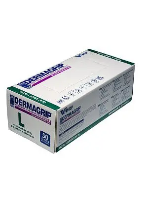 Фото №29 - Перчатки: латексные Dermagrip High Risk L неопудренные нестерильные синие /пач.=50 шт.