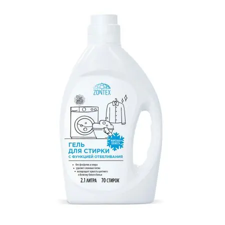 Фото №1 - ZONTEX 2.1л Гель для стирки с функцией отбеливания Морозная ZONTEX 2.1л Гель для стирки с функцией отбеливания Морозная Свежесть