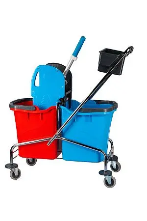 Фото №10 - Вик: Тележка 2х25л металл хром+ отжим + дополнительная корзина