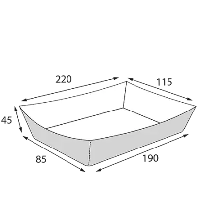 Одноразовая продукция: Контейнер бумажный лоток для хот дога 190 / 220?85 / 115?45 OSQ TRAY 800 noL /пач.=100 шт.