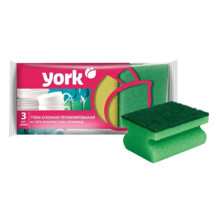 Губки,скрабы: для посуды YORK Maxi 9х7х4.3 проф /пач.=3 шт.