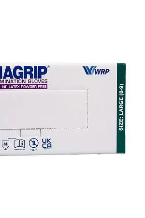 Фото №3 - Перчатки: латексные Dermagrip High Risk L неопудренные нестерильные синие /пач.=50 шт.