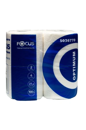 Фото №1 - Бумага туалетная: 2сл 22м целлюлоза цвет белый ХАЯТ ФОКУС Оптимум /пач.=4 шт.