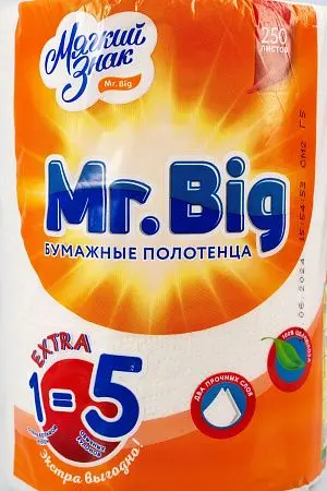 Фото №2 - Бумажные полотенца: 2сл 50м целлюлоза цвет белый Мягкий знак Мистер Биг