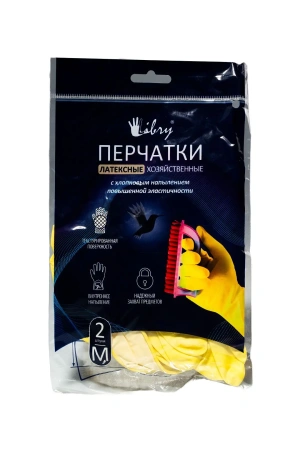 Фото №1 - Перчатки: резиновые латексные плотность высокая М с хлопковым напылением