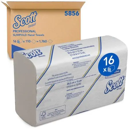Kimberly-Clark: Полотенца бумажные Скотт Слимфолд 1сл 110л 29,5х19,0см белые