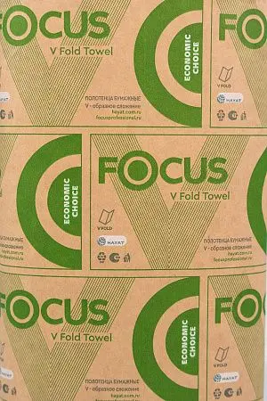 Фото №2 - Хаят: Полотенца бумажные V 1сл 200л 23х20,5см ФОКУС ЭКО белые ПЭ