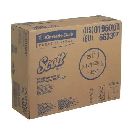 Kimberly-Clark: Полотенца бумажные Скотт Скоттфолд 1сл 175л 31,5х20,0см белые