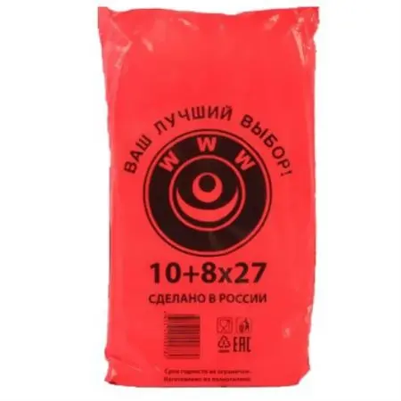 Фото №1 - Одноразовая продукция: Пакет фасовочный 10+8х27 ПНД в пластах /пач.=1000 шт.