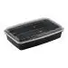 Превью №1 - Одноразовая продукция: Контейнер пластиковый прямоугольный 1300мл 250х168х50мм черный с крышкой /пач.=100 шт.