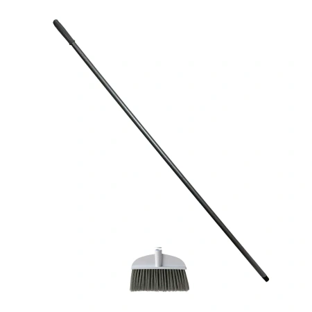 Фото №1 - Вик: Метла с рукояткой 142 см д22см серая MRY