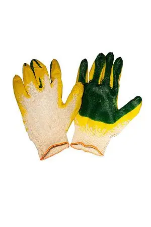 Фото №2 - Перчатки: х/б вязаные с двойным латексным покрытием