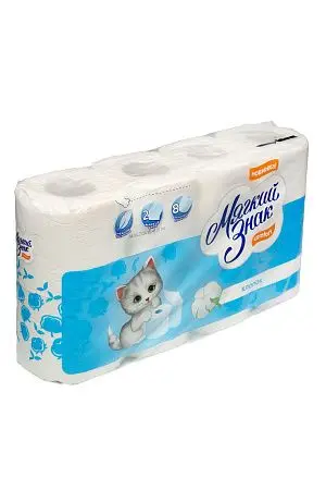 Фото №3 - Бумага туалетная: 2сл 16,25м целлюлоза цвет белый Мягкий знак Комфорт Котенок /пач.=8 шт.