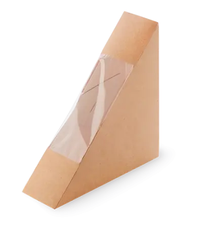 Одноразовая продукция: Контейнер бумажный для сэндвичей с окном 126х126х41 OSQ SANDWICH 40 /пач.=50 шт.