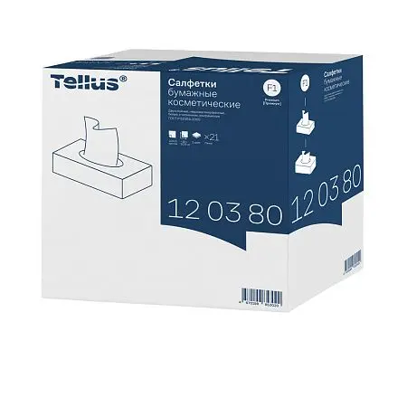 Фото №5 - ТОРК: Tellus Салфетки *F1 Премиум 2сл 100л 19х21см для лица ультрамягкие белые