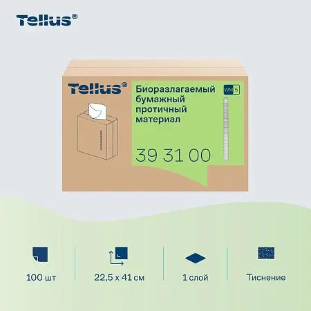 Фото №10 - ТОРК: Tellus Материал протирочный бумажный WM5 Премиум 1сл 100л 22,5х41см биоразлагаемый белый