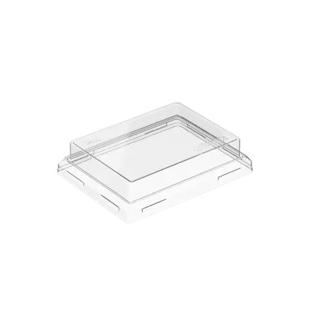 Фото №1 - Одноразовая продукция: Крышка к контейнеру OneClick 400мл 100х135х20 мм прямоугольная прозрачная купольная /пач.=50 шт.