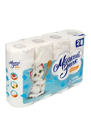 Фото №3 - Бумажные полотенца: 2сл 10м целлюлоза цвет белый Делюкс/"Ь" /пач.=4 шт.