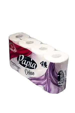 Фото №5 - Бумага туалетная: 4сл 16,1м целлюлоза цвет белый ХАЯТ ПАПИЯ Делюкс /пач.=8 шт.