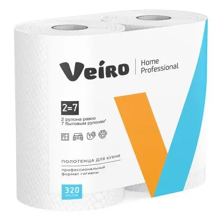 VEIRO: Полотенца бумажные 2сл 32м/22 Home белые /пач.=2 шт.