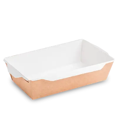 Фото №1 - Одноразовая продукция: Контейнер бумажный прямоугольный 800мл 186х209х106 крафт/белый OSQ OpSalad 800 /пач.=50 шт.