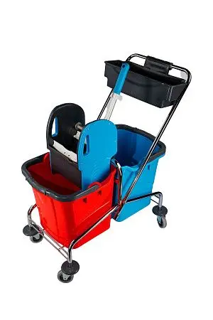 Фото №12 - Вик: Тележка 2х25л металл хром+ отжим + дополнительная корзина